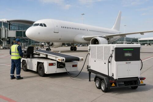 Mobiele oplading voor grondafhandelingsapparatuur op de luchthaven